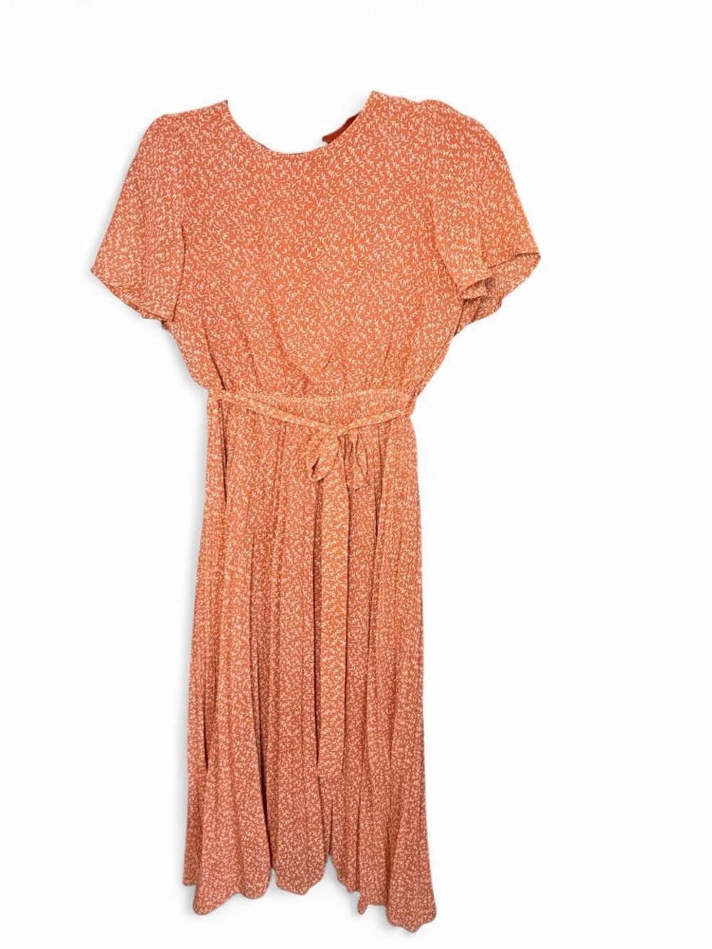 Polagram Rust-Orange Floral Maxi Dress with Tie Waist